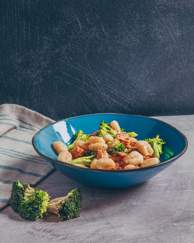 gnocchi with salmon and broccoli